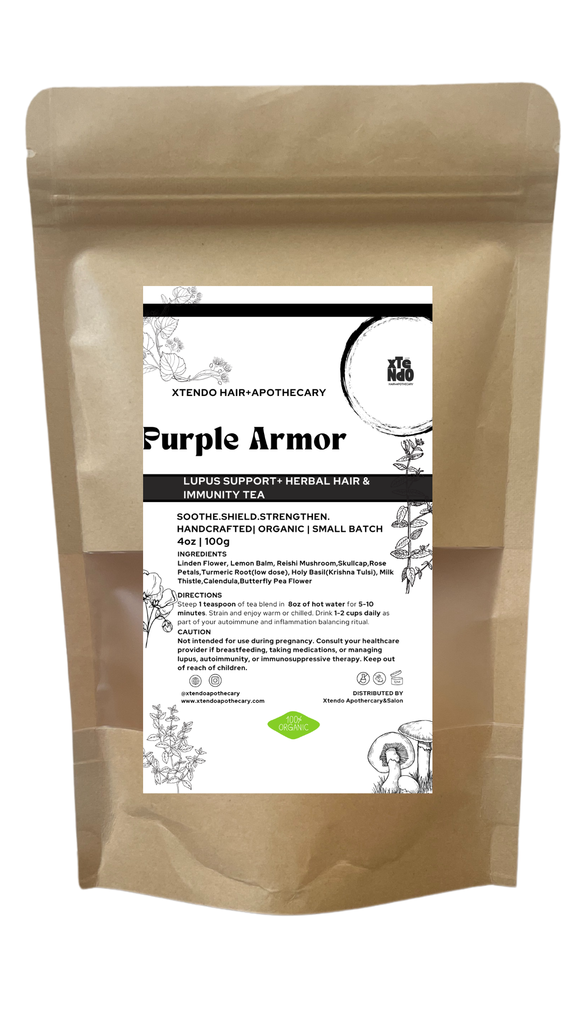 Purple Armor
Lupus Support + Herbal Hair & Immunity Wellness Tea
Trichologist-Formulated | Hair & Scalp Wellness from Within