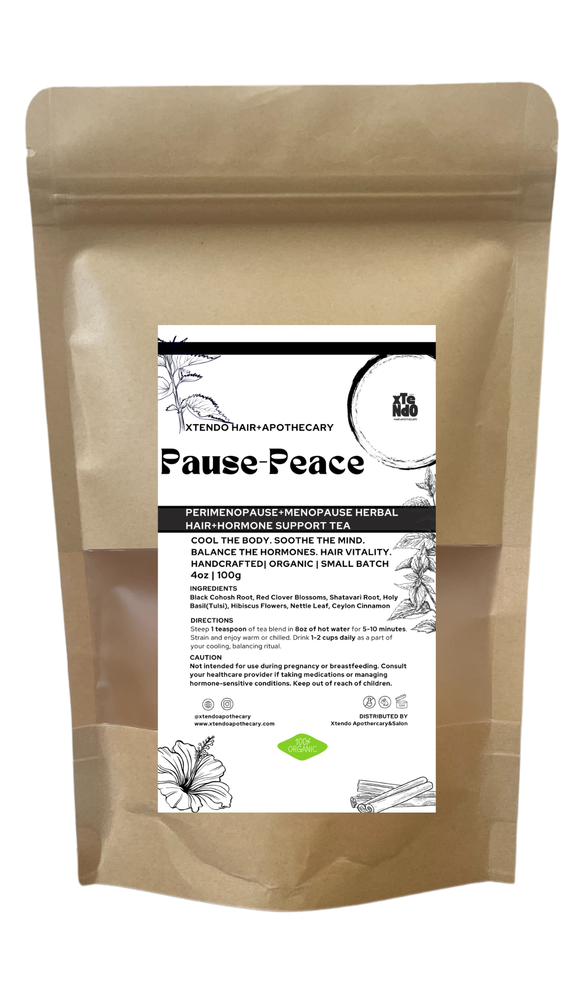 Pause Peace-Menopause+Perimenopause Herbal Hair+Hormone Support Tea